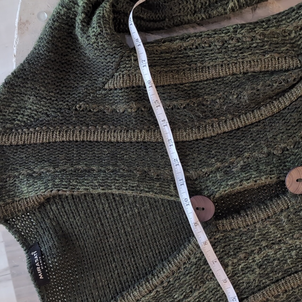 Y2K WHIMSYGOTH Fairycore Green Knit Big Button Cardigan Sweater - Picture 8 of 9